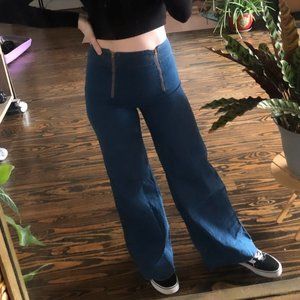 Vintage 1970s Flare Denim Zip Jeans